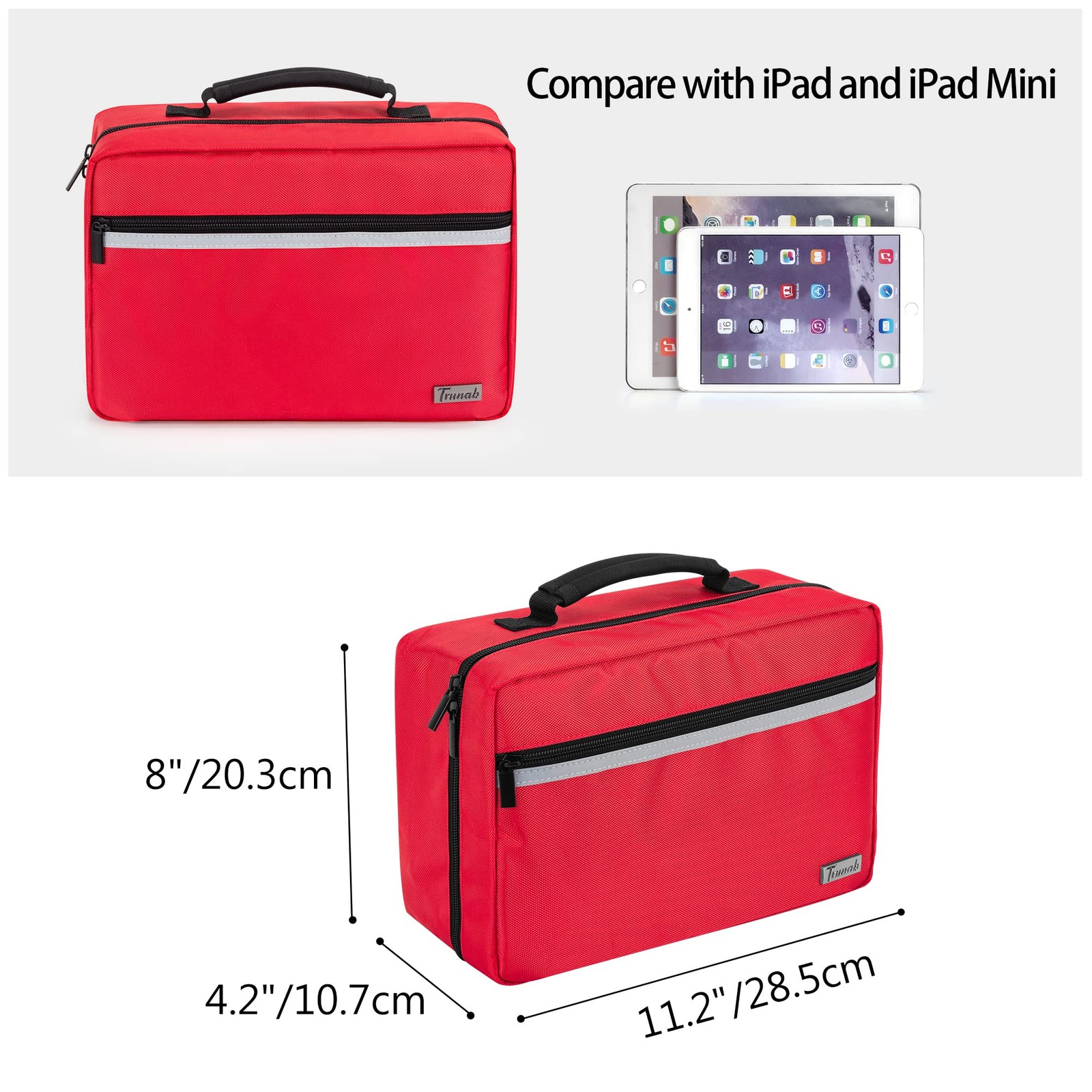 Trunab Portable First Aid Bag Empty, Medical Supplies with 2 Medium, Red
