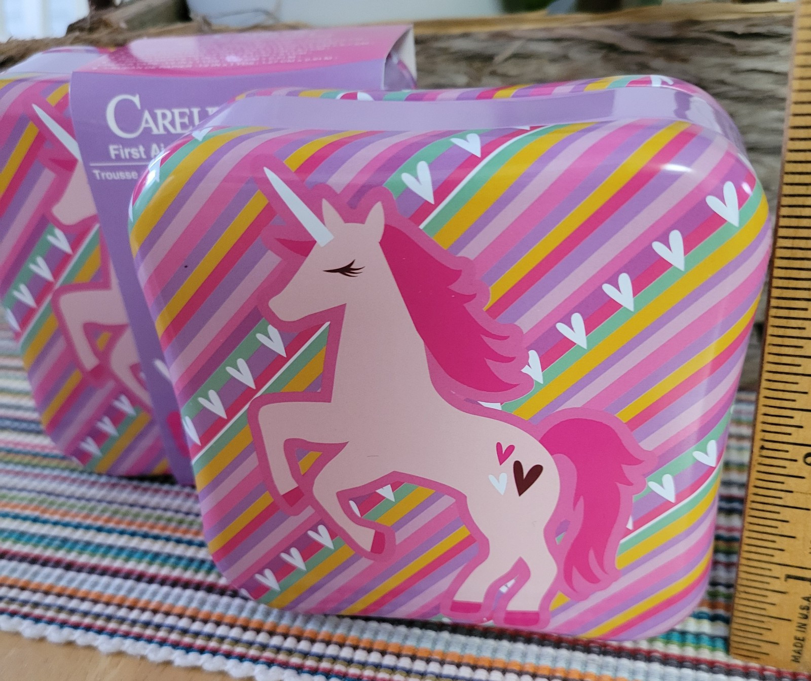 Quantity 2 First Aid Kits In Decorative Metal Tin 21 Piece Kits! Unicorn – NEW