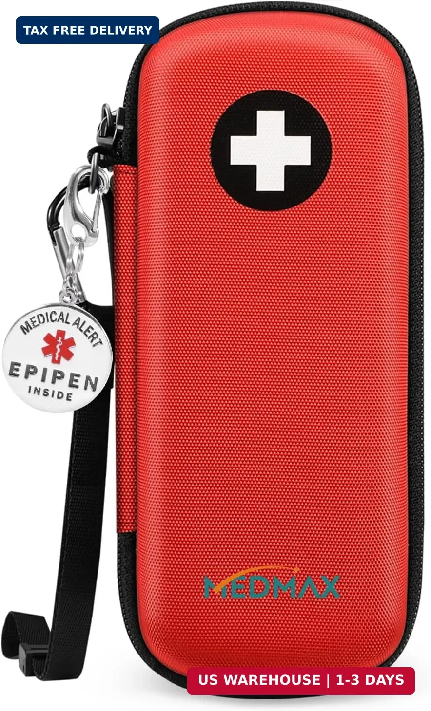 MEDMAX Epipen Carrying Case with Medical Alert Tag, Hard Shell Shock Absorption