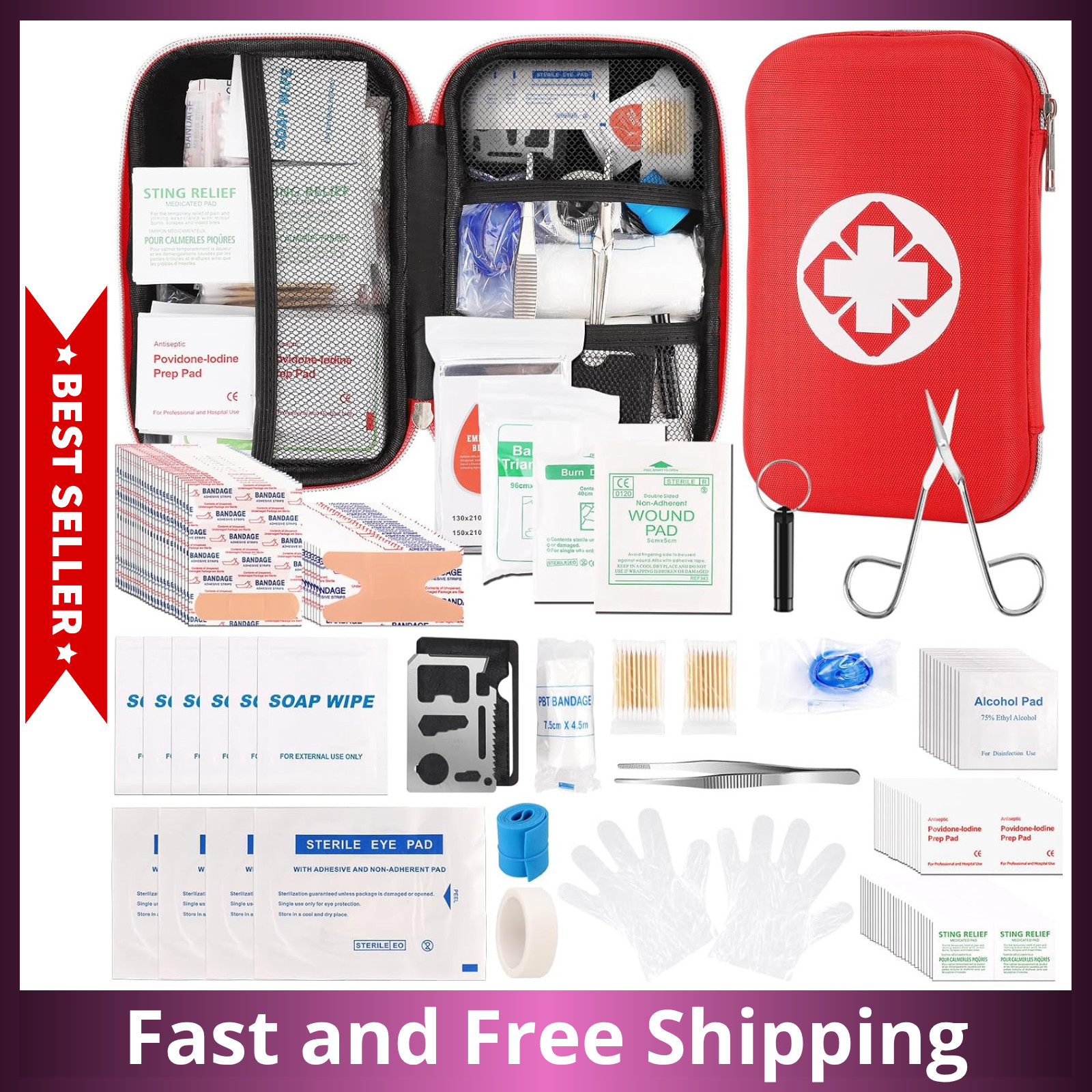 201 PCS First Aid Kit, Trauma Kit with Essential Emergency Medical Supplies