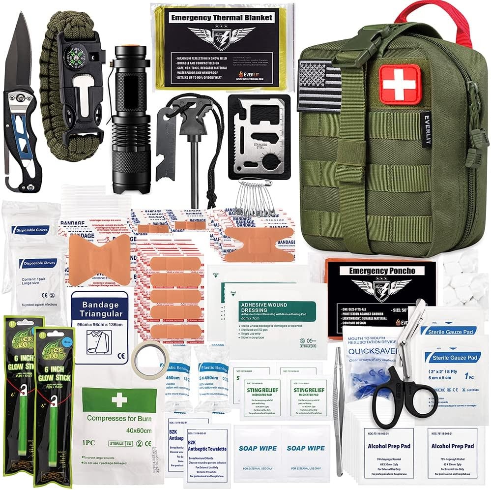250PCS Survival First Aid Kit IFAK EMT Molle Pouch Emergency Trauma Bag