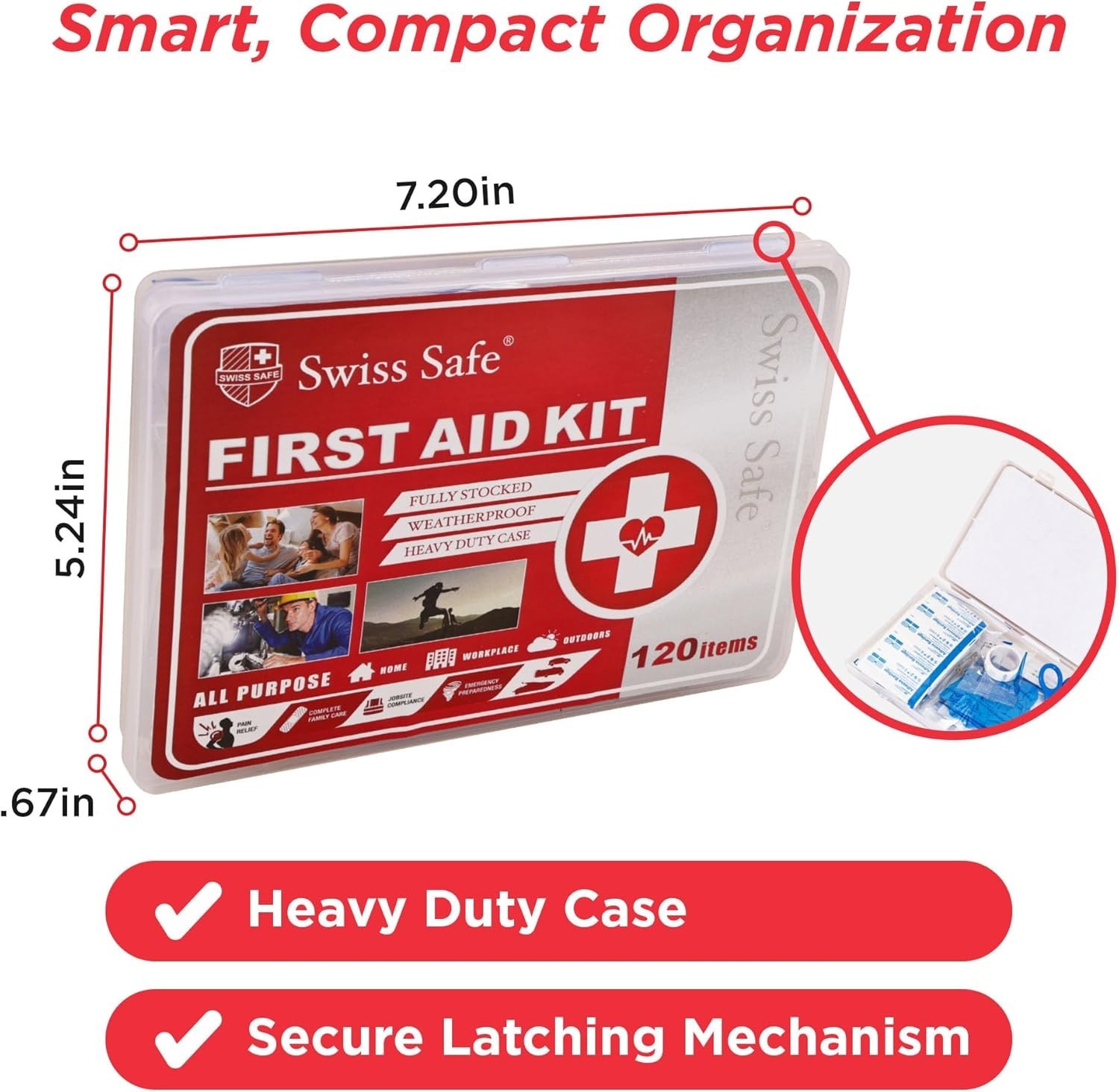 Compact 120-Piece Hard Shell Mini First Aid Kit for Travel & Outdoor Emergencies