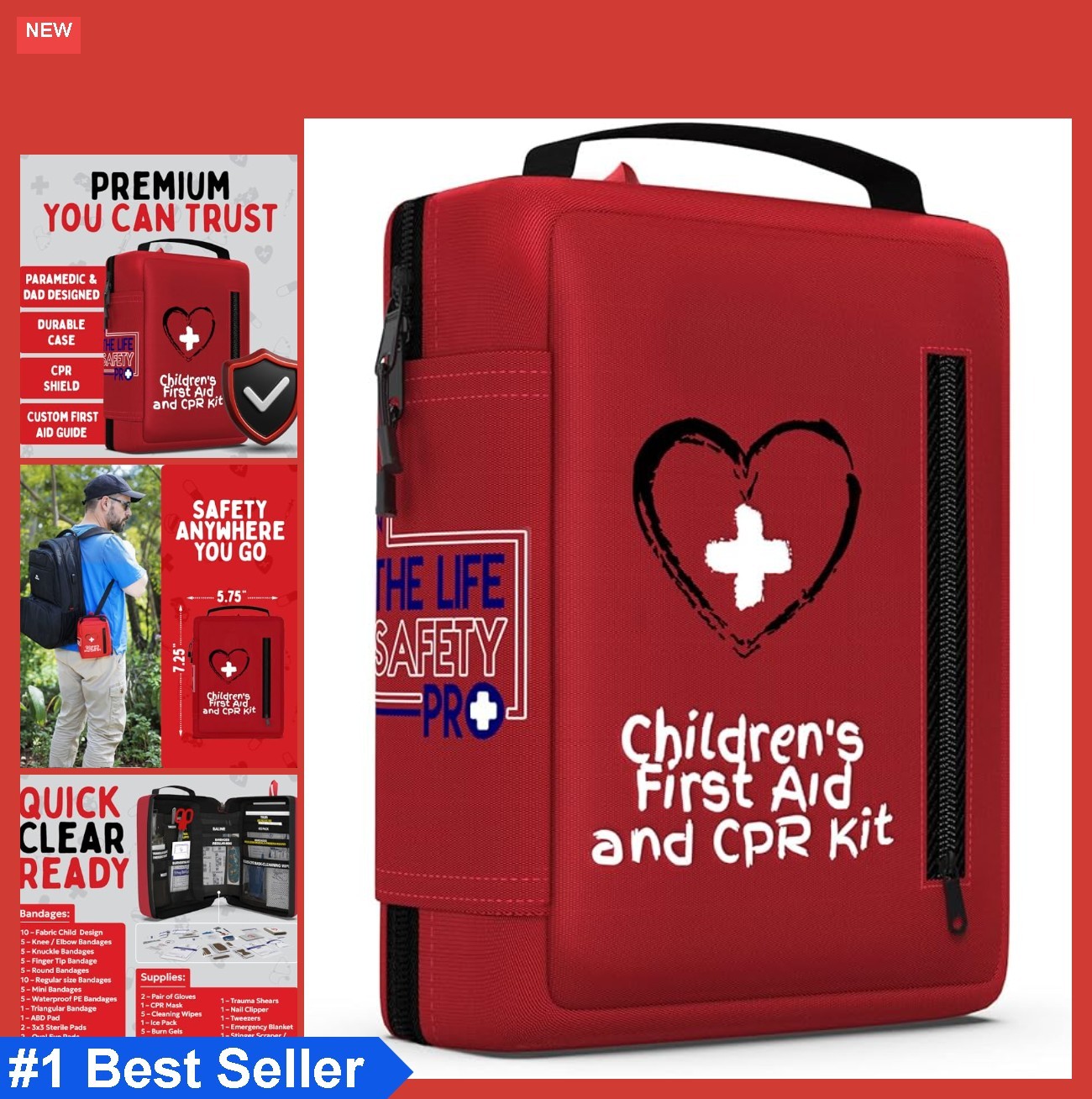 Portable First Aid Kit for Kids CPR Shield Travel Home Car School Camping