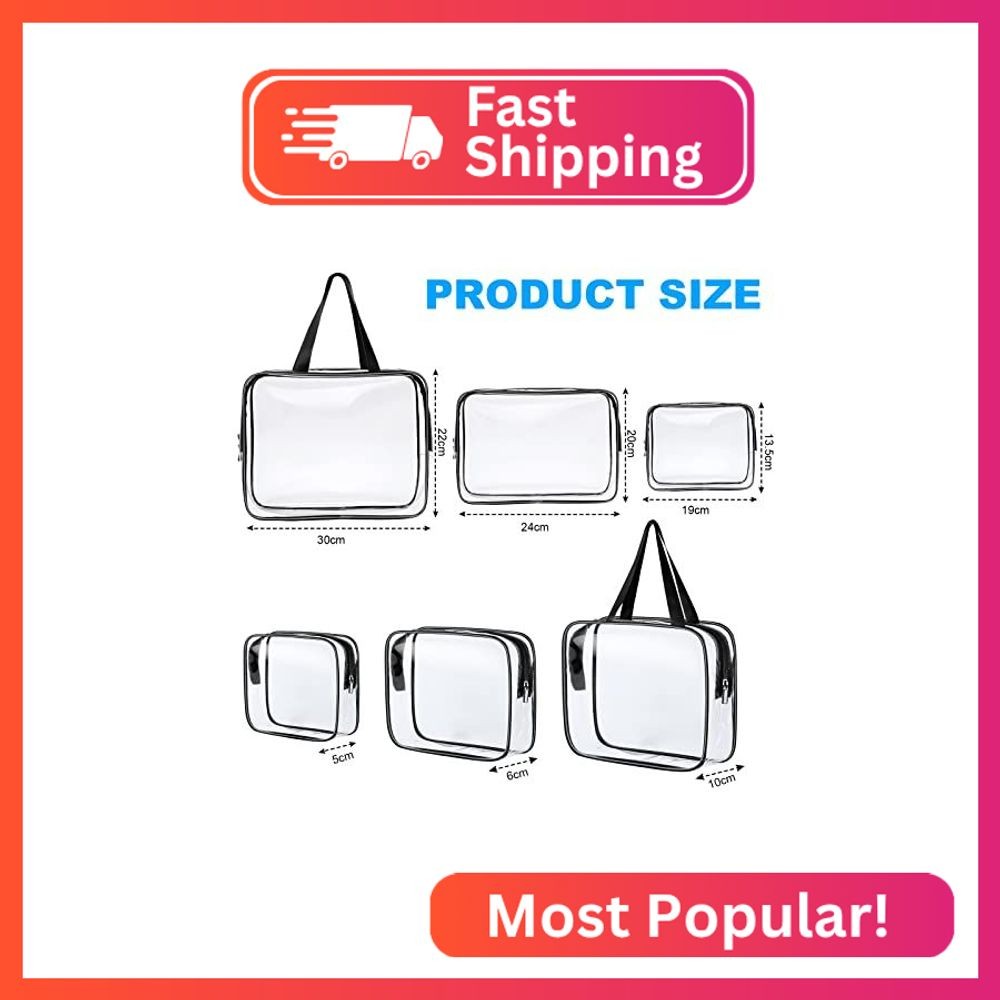 Aucuu 3 Pack PVC Waterproof Toiletries, Crystal Clear PVC Travel Toiletry Bag, T