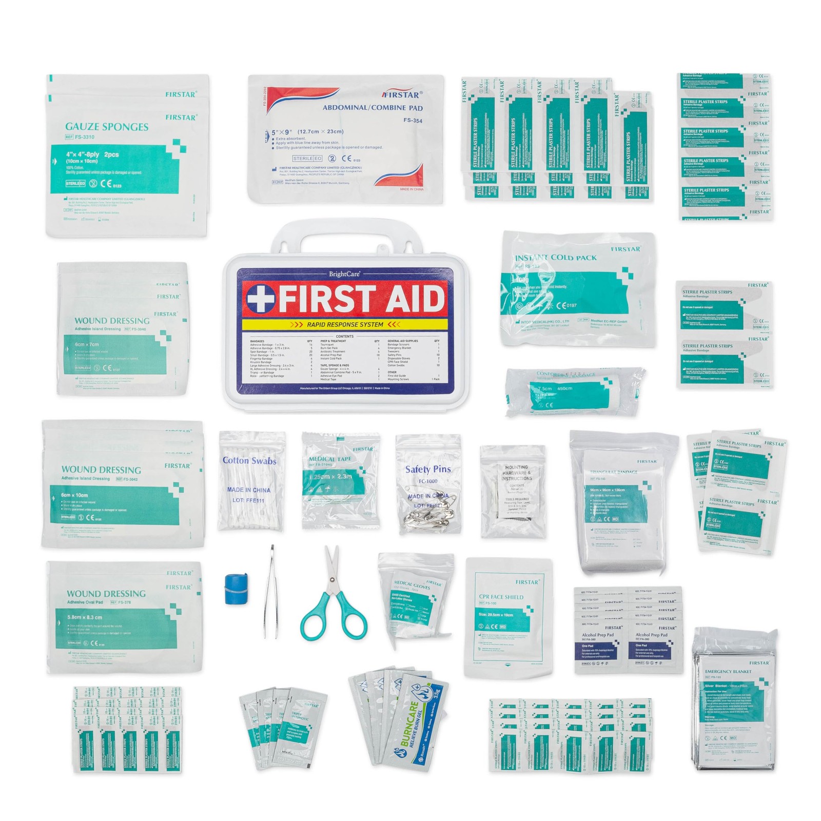 First Aid Kit – Wall Mount Back Option, 130 Pieces, Durable Medium, White
