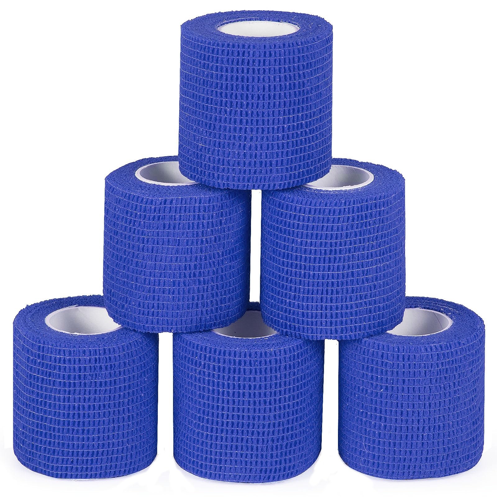 6Pcs Self Adhesive Bandage Wrap 2”x 5 Yard Adherent 2 inch*5 yard, Blue