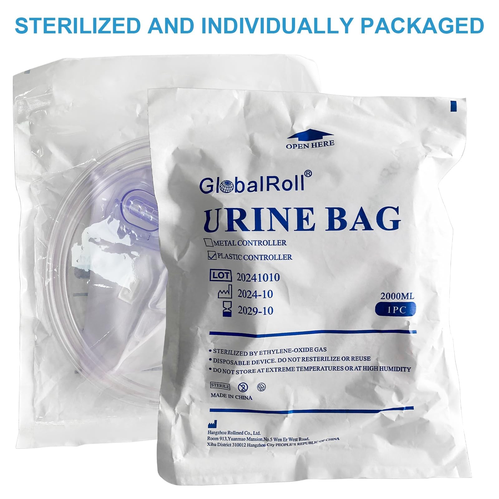 GlobalRoll Urinary Drainage Bag with Anti-Reflux 1 Pack, With Plastic Buckle