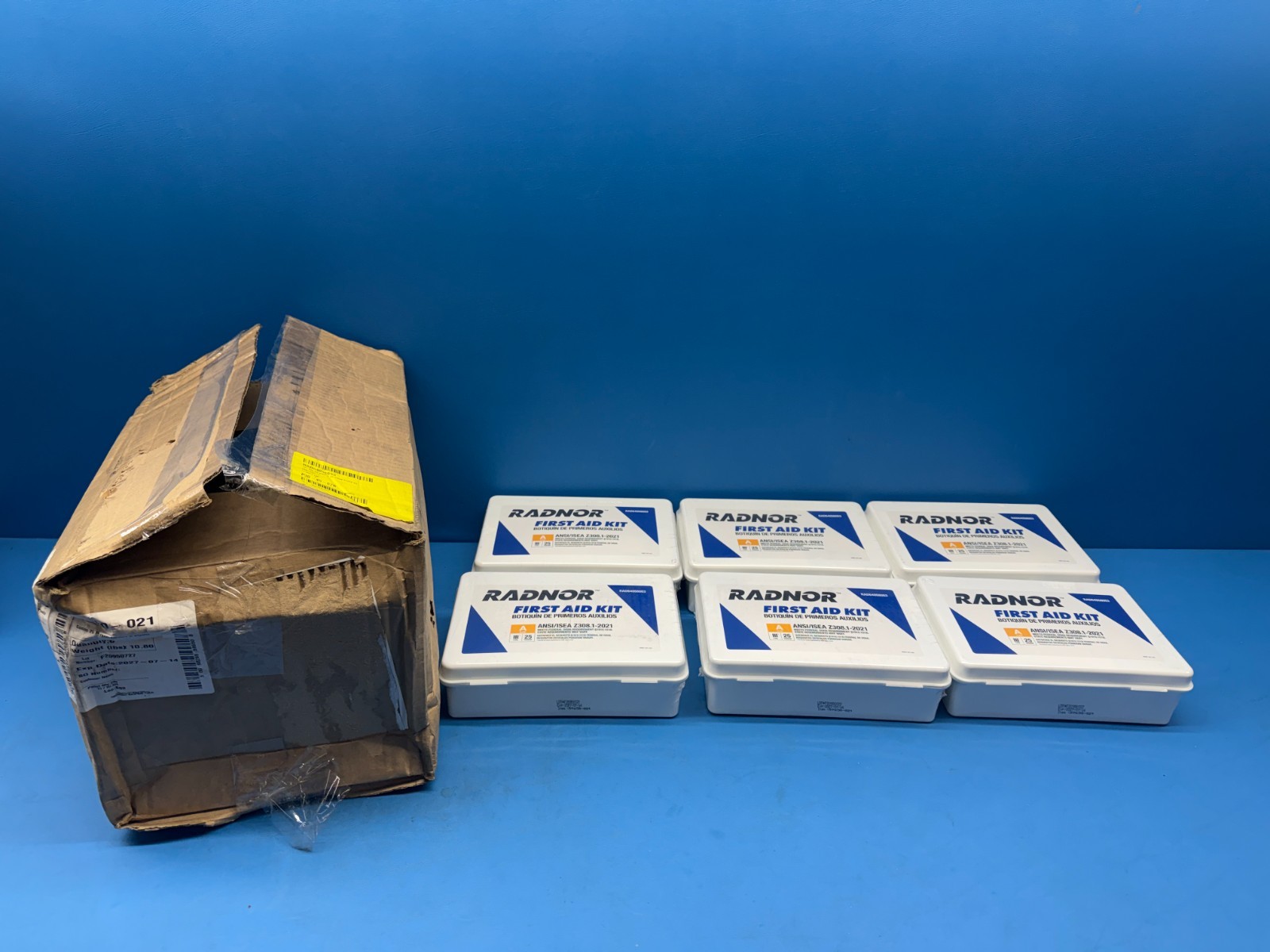 Case of 6 – Radnor RAD64058053 White Plastic Portable 25-Person First Aid Kit