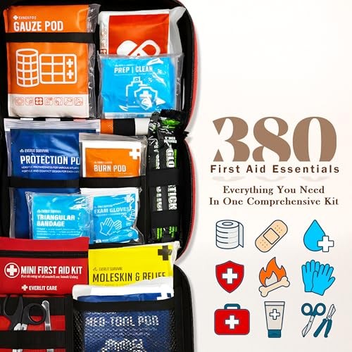 Everlit Care 380 Pcs First Aid Kit All-Purpose Medical Essential Kit for Cuts,