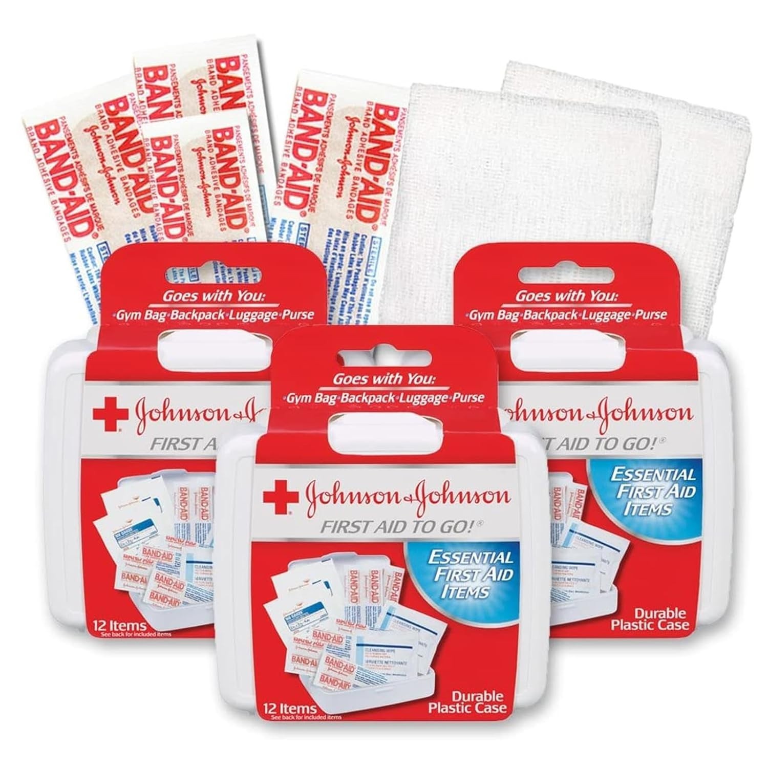 Johnson & Johnson Travel First Aid Kit – Durable Pack of 3 for Safety Anywhere
