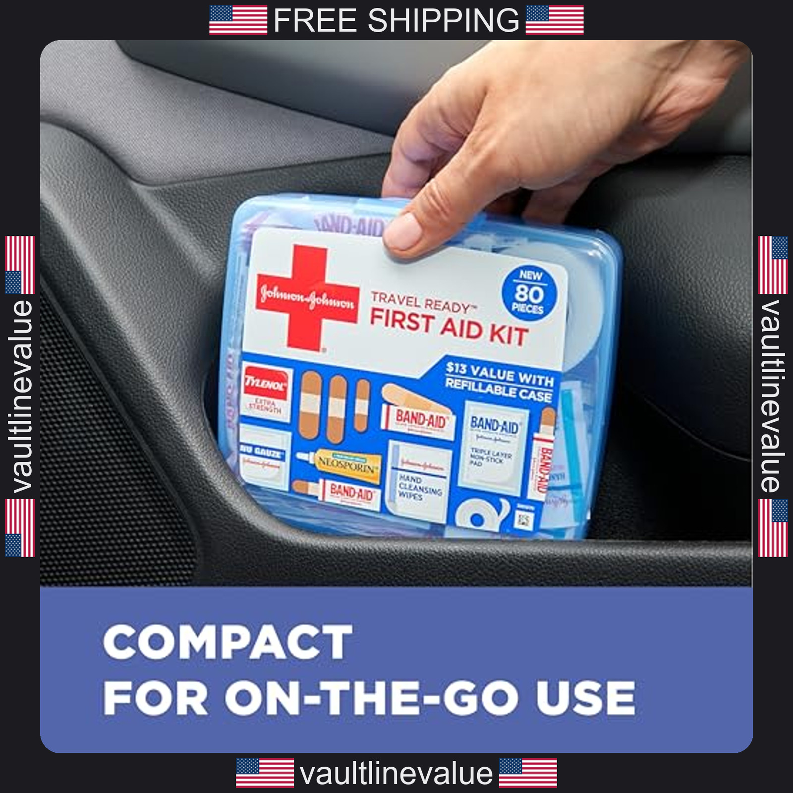 Band-Aid travel first aid kit 80 pieces emergency wound care supplies for home