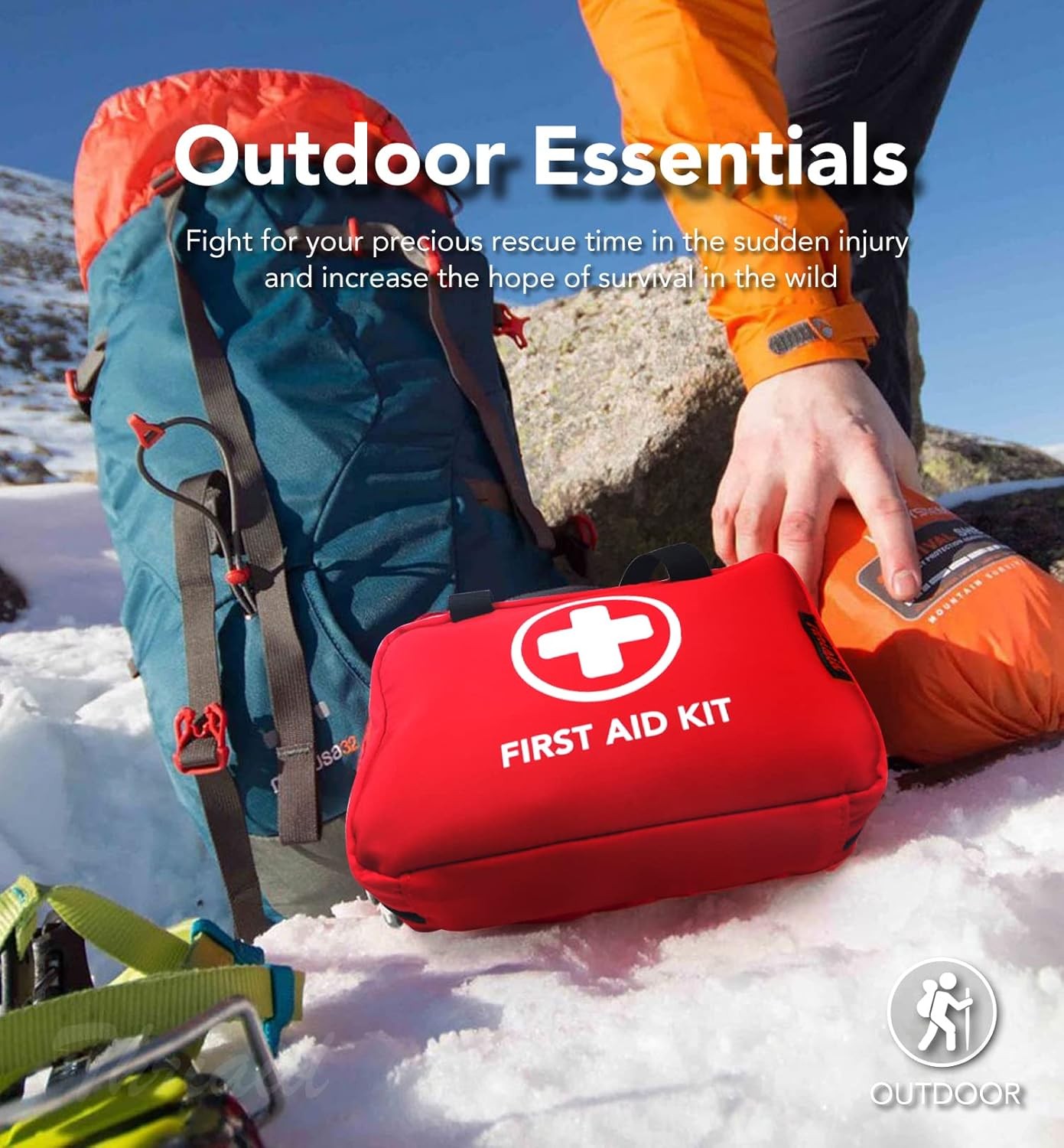 330 Piece First Aid Kit, Premium Waterproof Compact Trauma Medical Kits Red