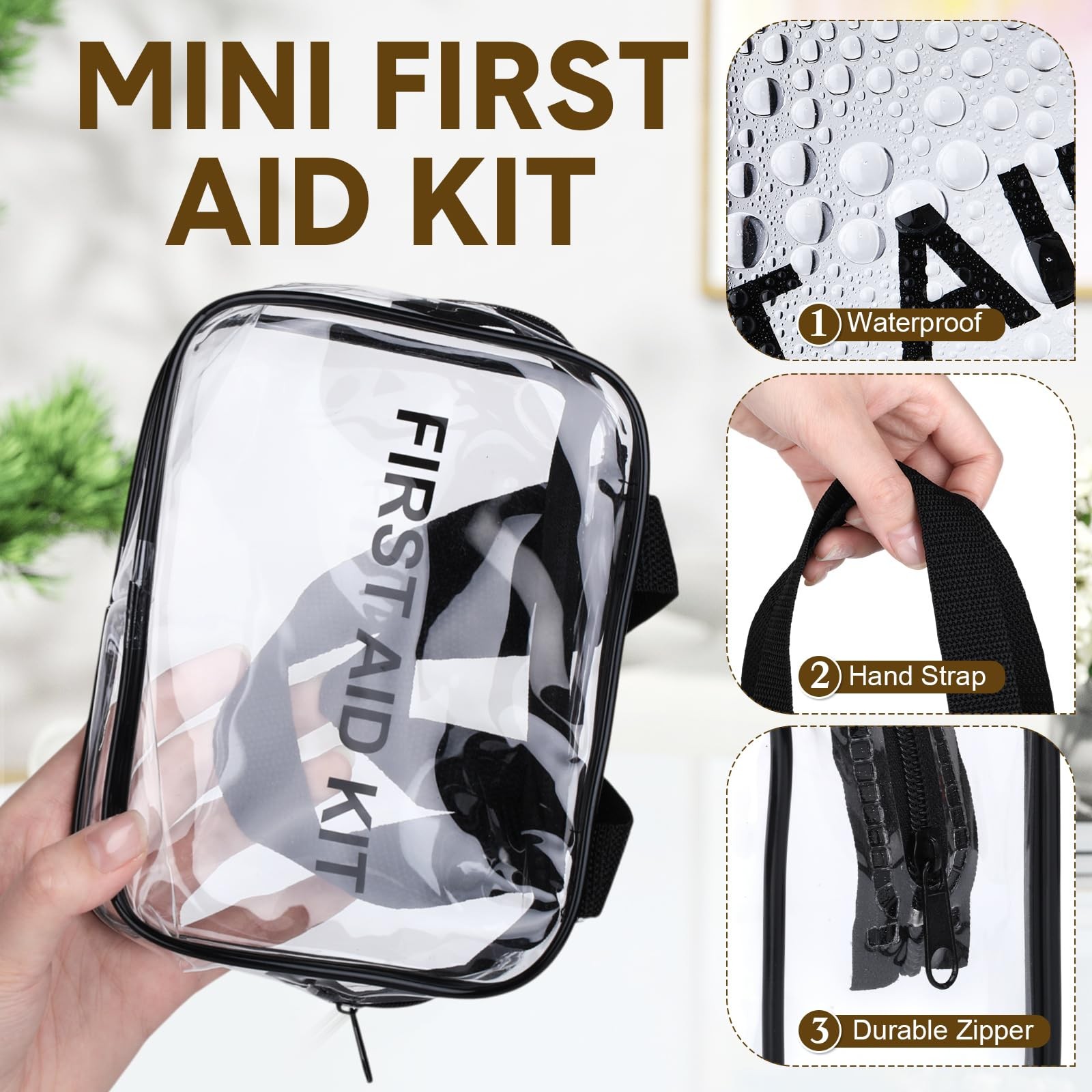 16 Pcs First Aid Kit Bag Empty Bulk Portable Clear Pouch Zippered Waterproof …