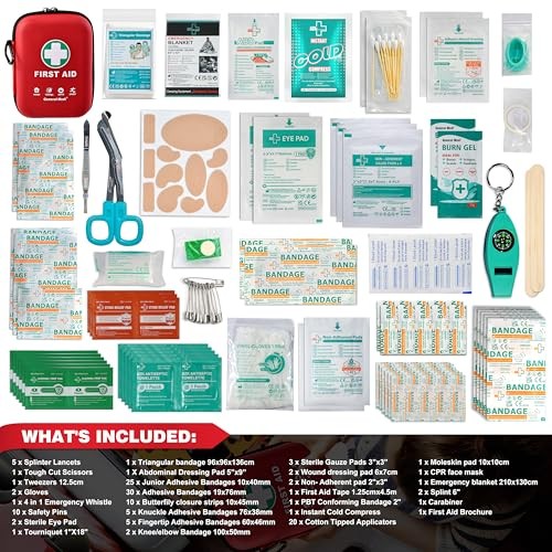 First Aid Kit – 170 Pieces Hard Case and Lightweight – Great for Travel,