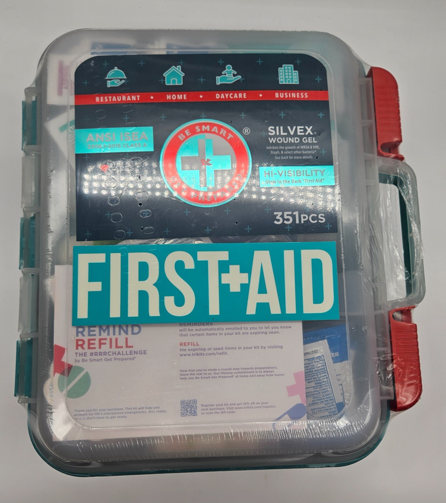 Be Smart Get Prepared 351 Piece First Aid Kit ANSI Class A Wall Mountable Case