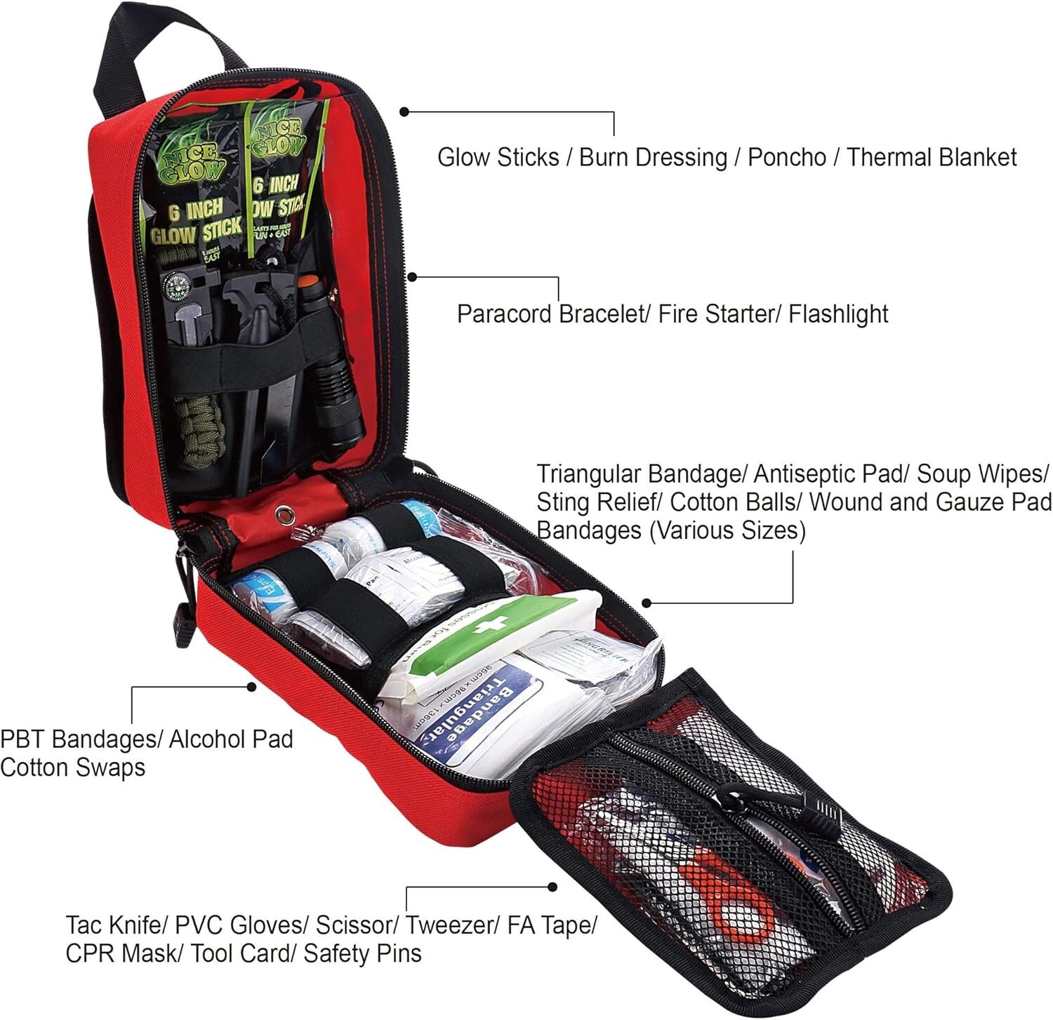 250x Emergency Survival Kit First Aid Trauma Bag for Camping Boat Hunting Hiking