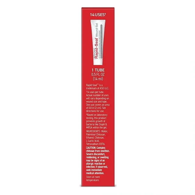 Rapid-Seal Antibacterial First Aid Wound Gel, Stops Bleeding in Seconds