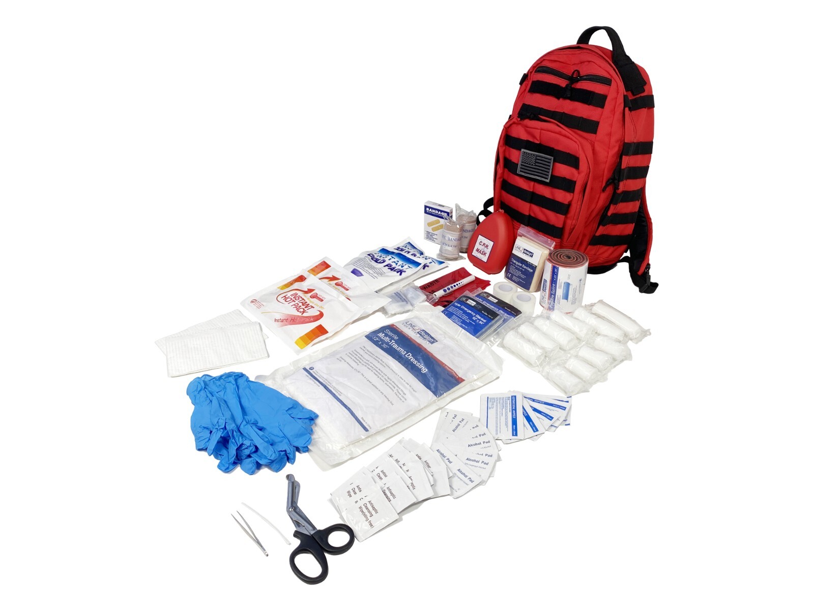 LINE2design First Aid Trauma Backpack Kit – EMS Medical Molle Bag Kit – Red