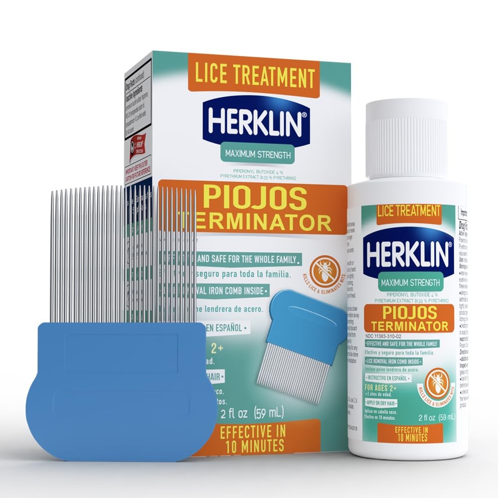 Herklin Lice Treatment Shampoo, Maximum Strength, 1 Fl Oz (Pack of 2), Clear