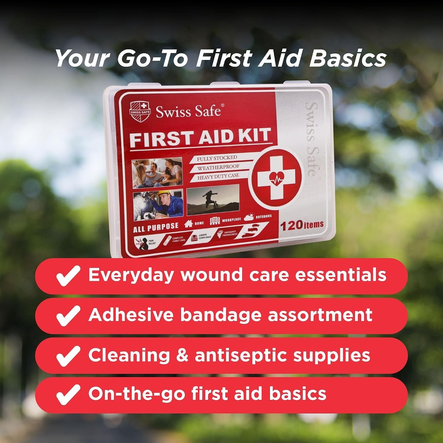 Compact 120-Piece Hard Shell Mini First Aid Kit for Travel & Outdoor Emergencies