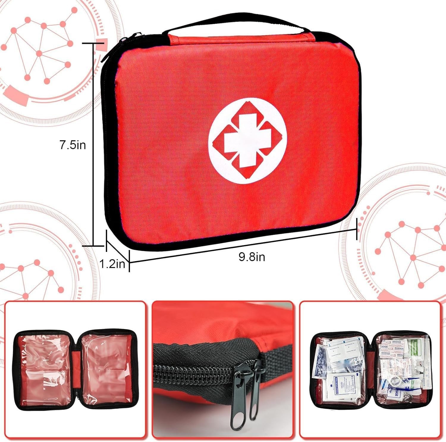 300PCS Portable First Aid Kit – Essential Survival Gear for Home, Car, Hiking, C