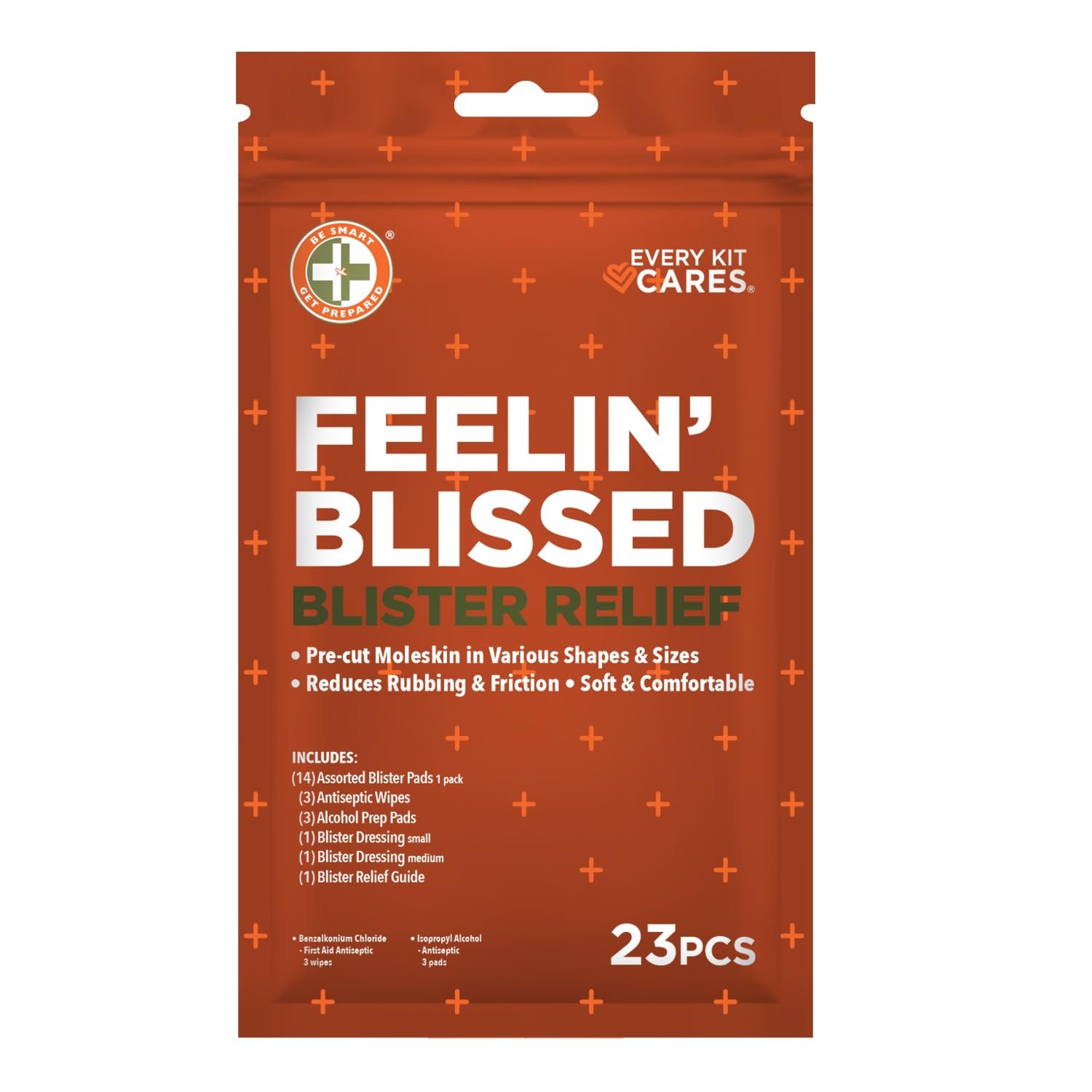 Be Smart Get Prepared Feelin' BLISSED Blister Relief Kit (23 pc) Orange