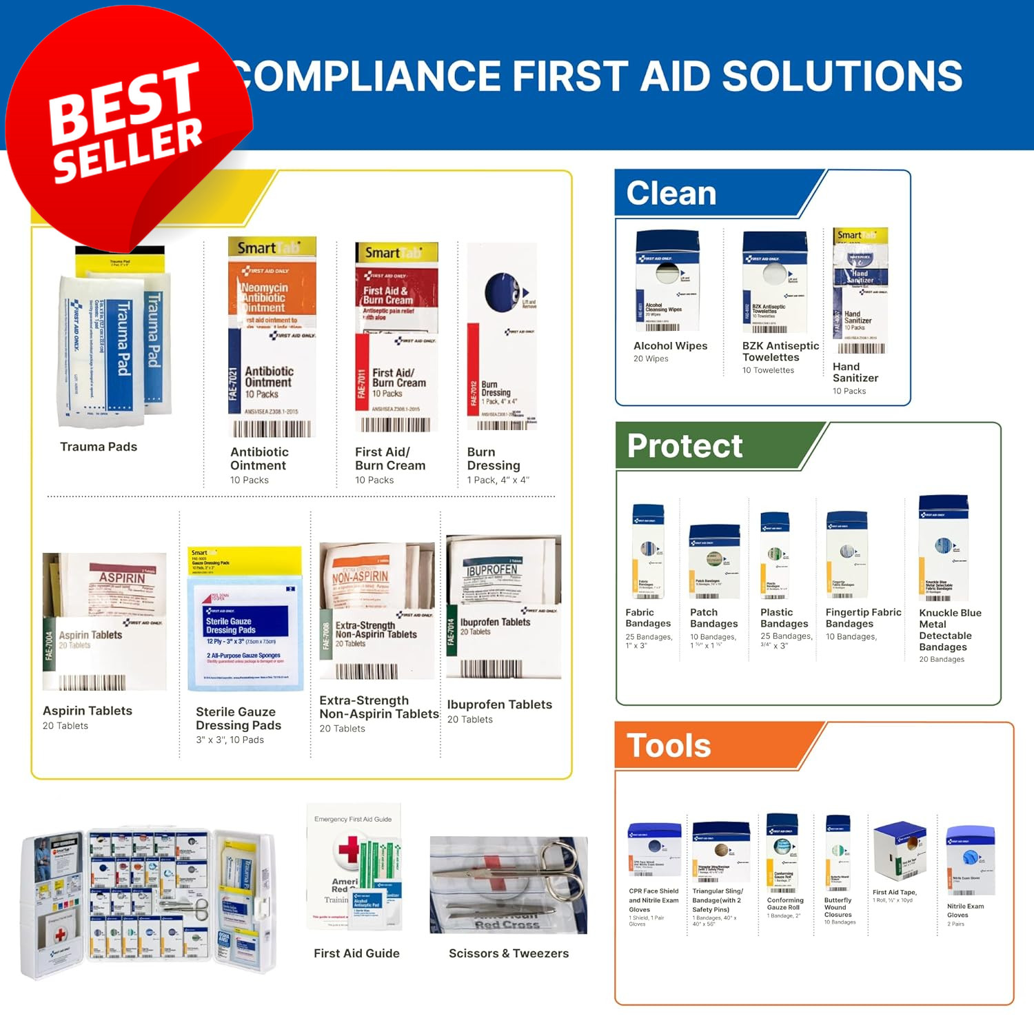 SmartCompliance 50 Person OSHA First Aid Kit Cabinet 245pc – US