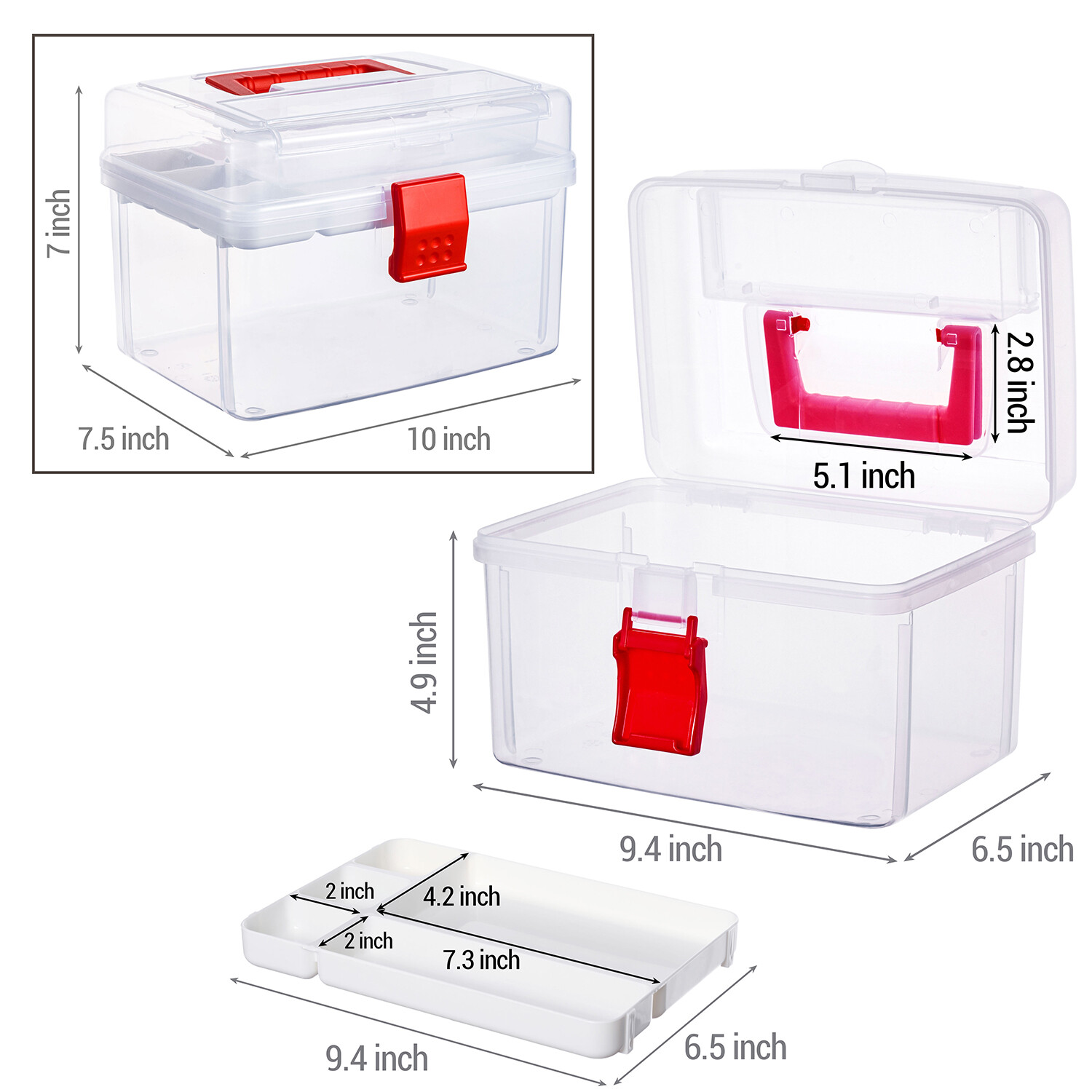 Clear Plastic Medical Storage Box w/ Lid, First Aid Bin, Portable Emergency Kit