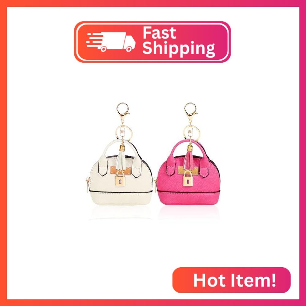 YJUBAOA 2 pcs Cute Mini Cosmetic Bag for Women PU Leather Backpack Keychain Make