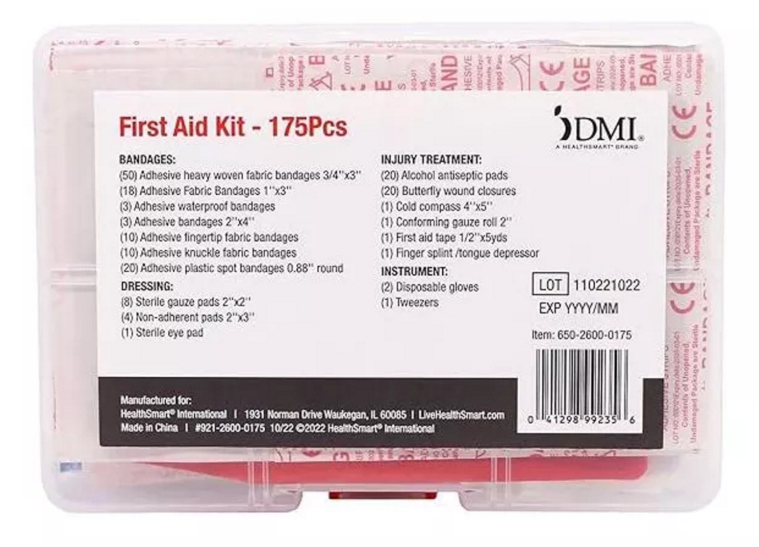 DMI 175-Piece First Aid Kit: Minor Injuries, Cuts & Scrapes, w/Box Home & Auto