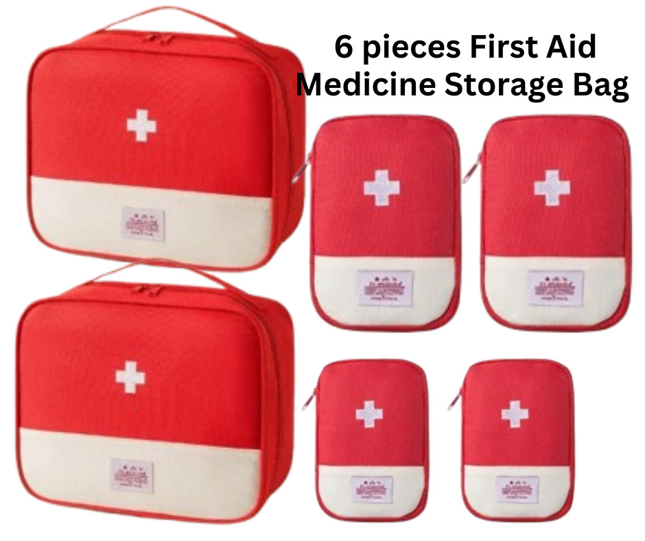 6Pcs Waterproof Portable First Aid Medicine Storage Bag Large Emergency Kit