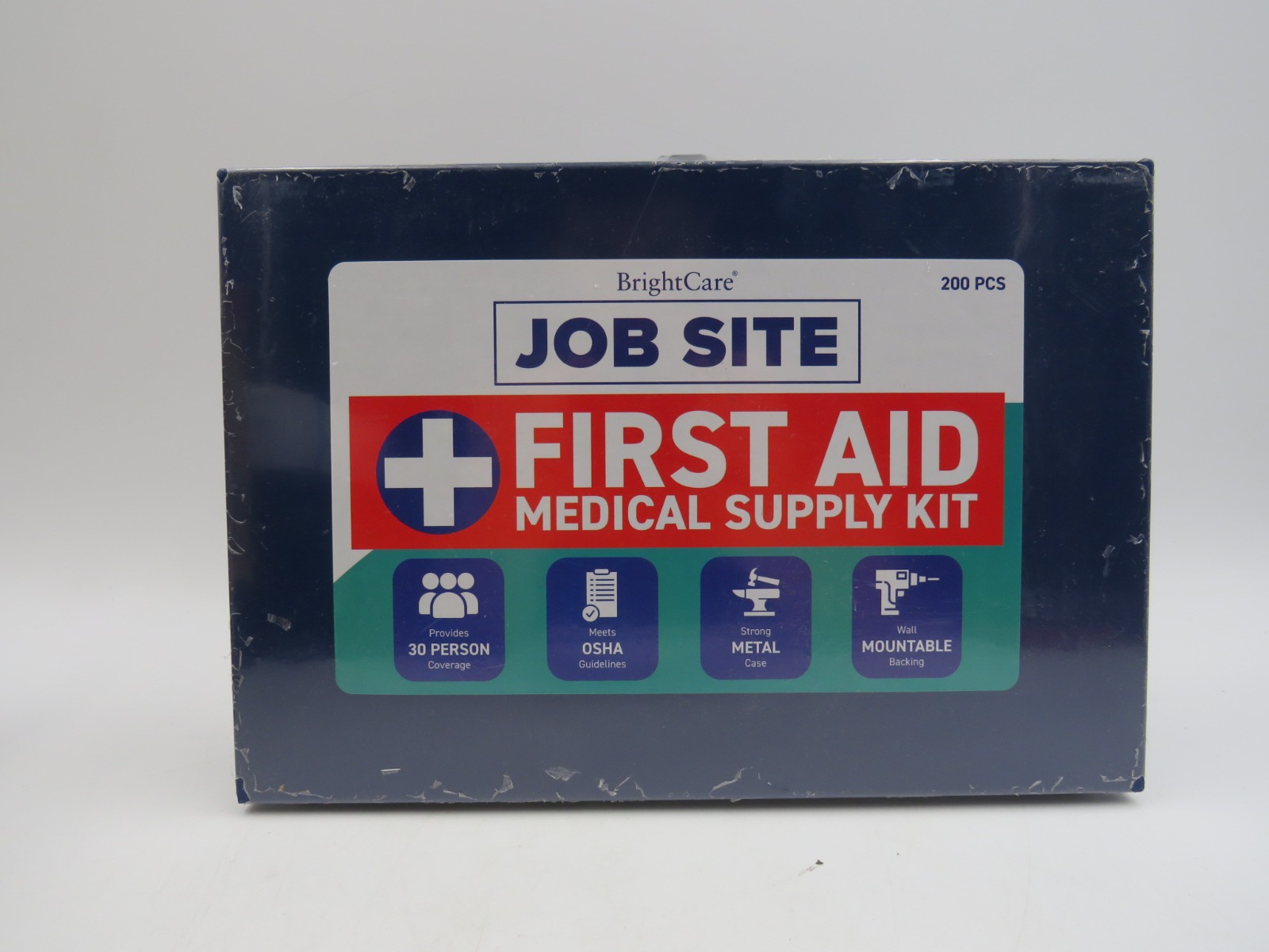 BrightCare Metal Case First Aid Kit for Job Site & Contractors 200pcs Wall Mount