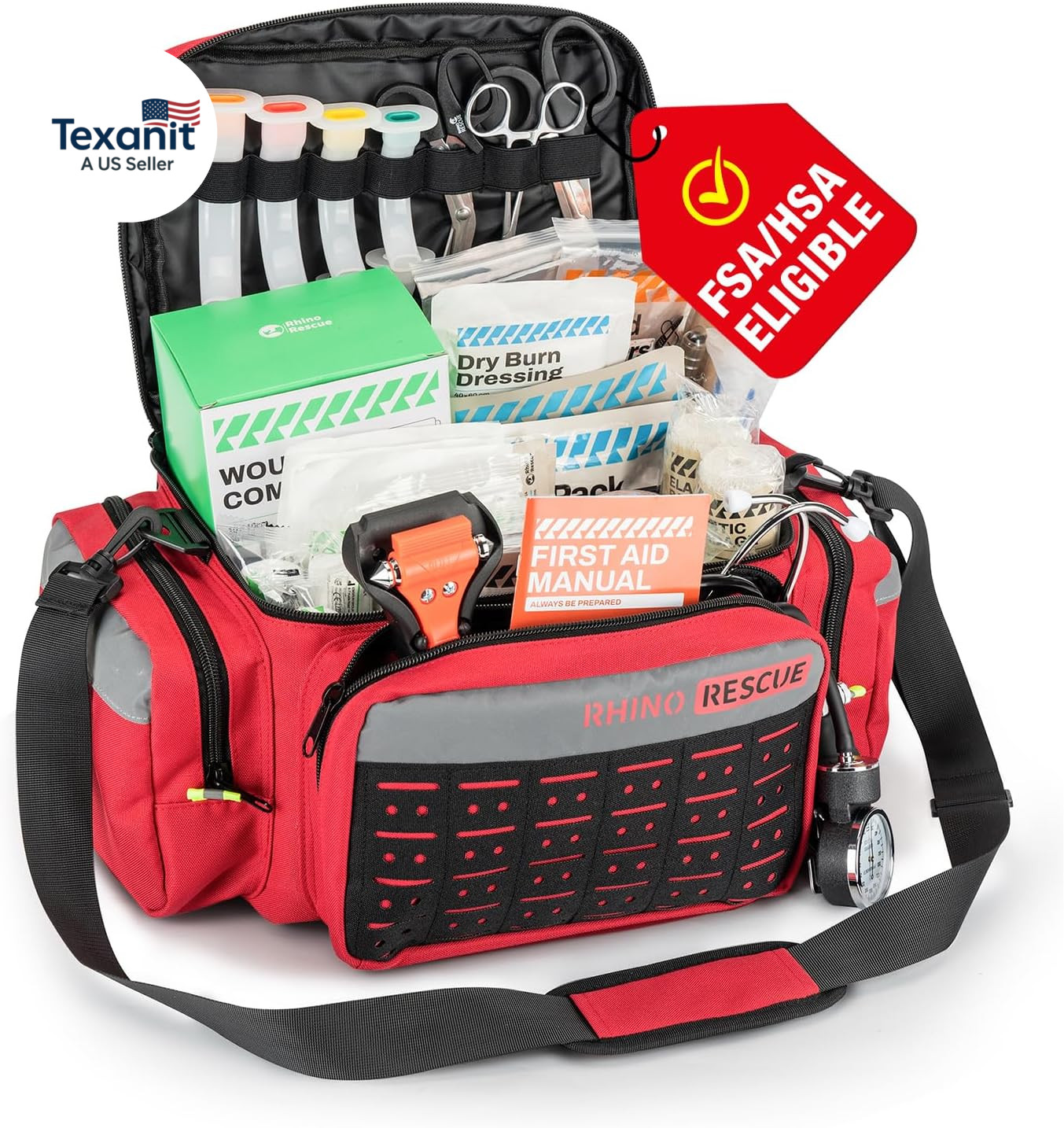 First Responder First Aid Kit Fully-Stocked EMT Bag, Professional EMT/EMS Trauma