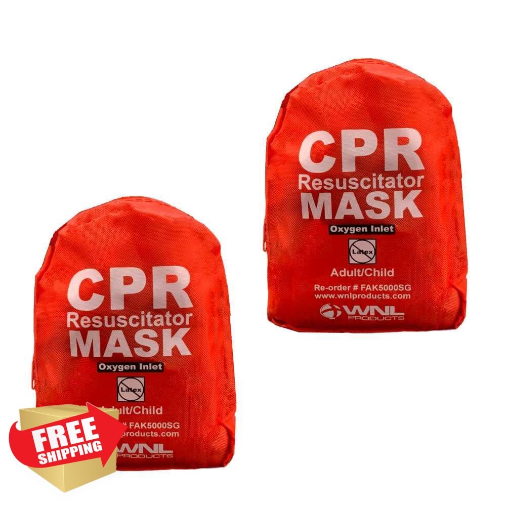WNL CPR Rescue Mask Adult Child, Pocket Resuscitator Kit 2 Pack