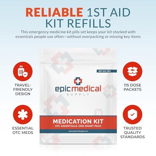 Comprehensive 115-Piece First Aid Kit Refill – Alcohol Pads, Bandages, Emergency