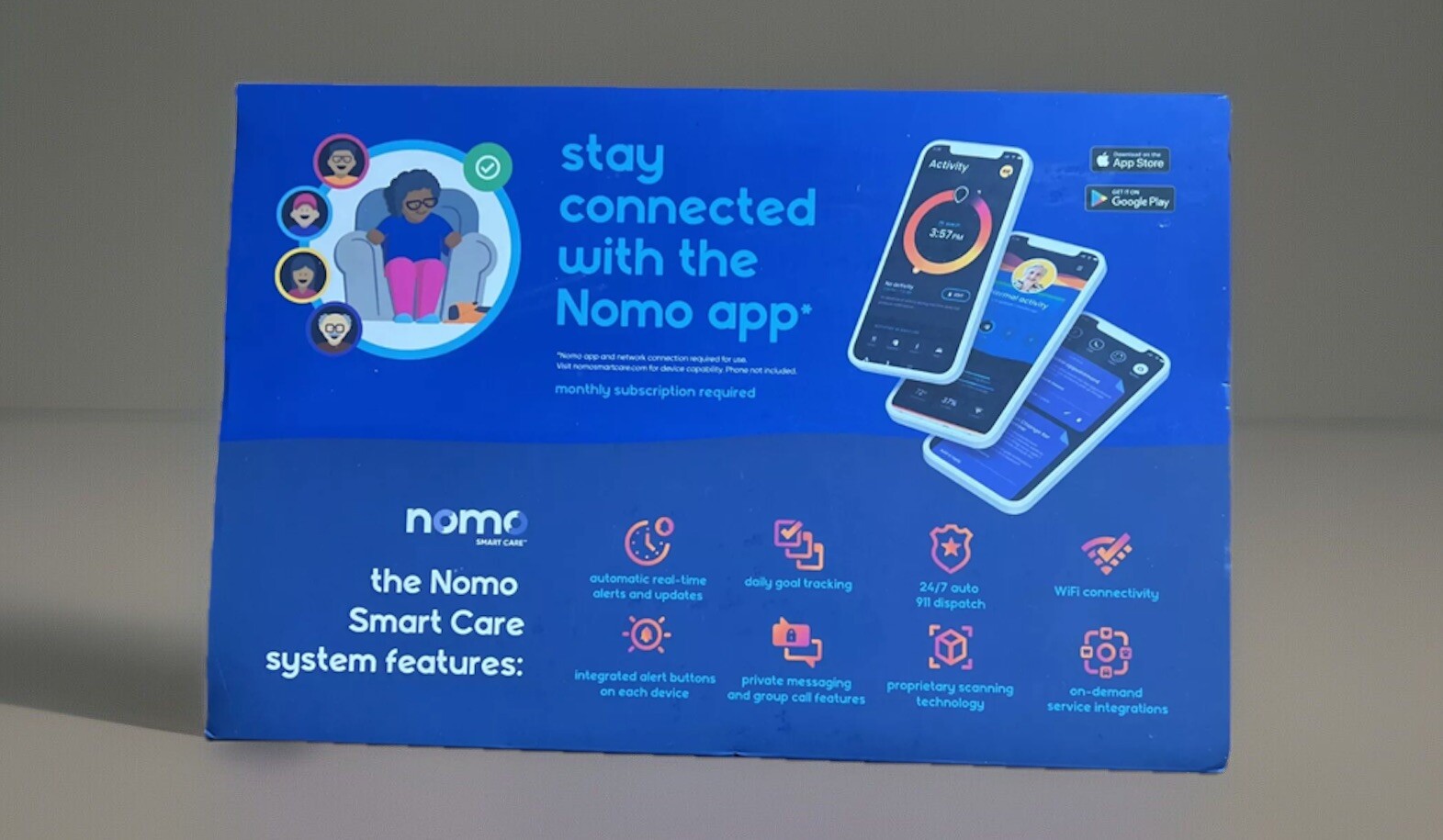 Nomo Smart Independent Living Aid, 24/7 Medical Alerts Fall Detection NEW IN BOX