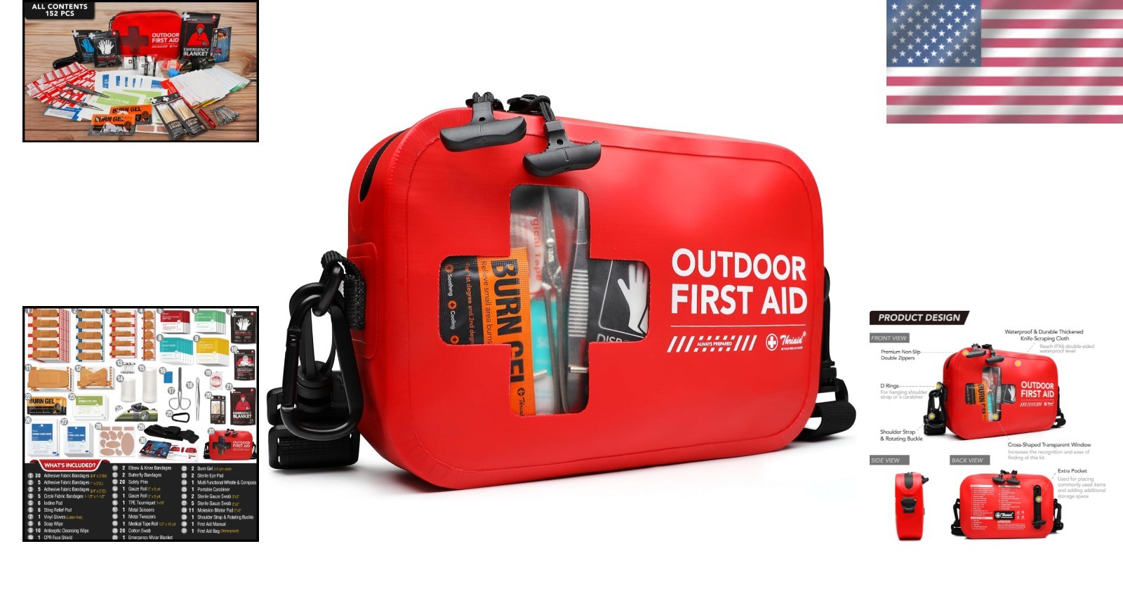 Emergency 152 PCS First Aid Kit in Red – Waterproof & Ready for Any Situation