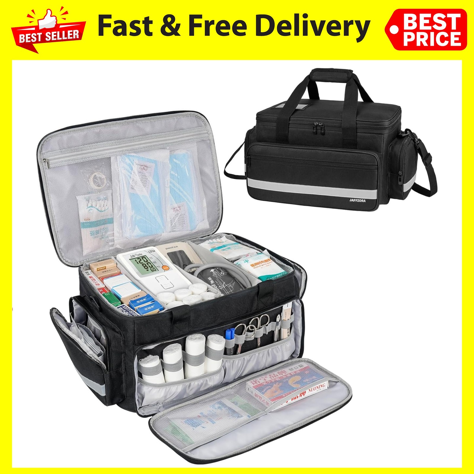 Medical Bag, Medical Equipment Case Empty, Large Home Health Nurse Bag with Shou