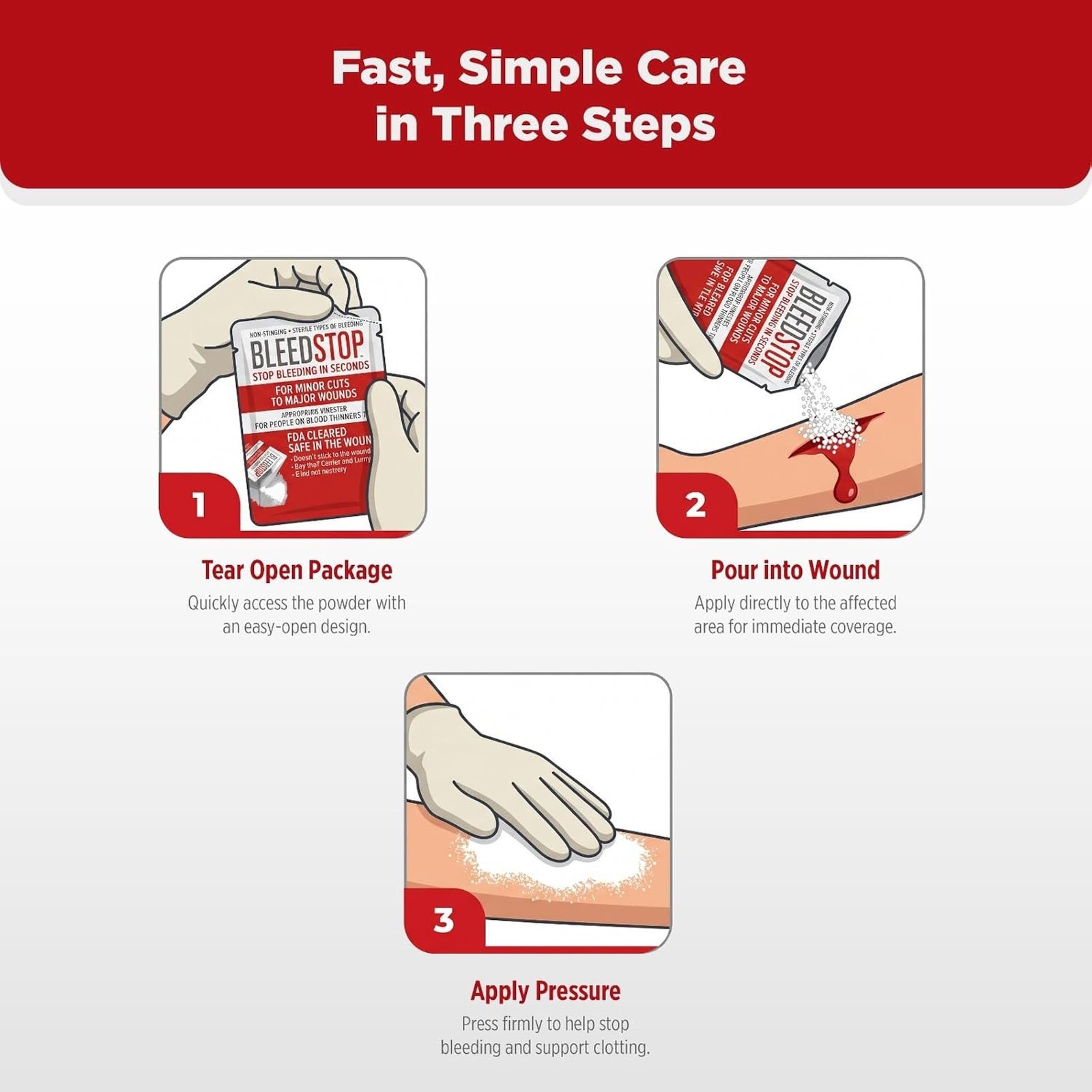 First Aid Powder for Blood Clotting Trauma Kit Blood Thinner Patients Camping
