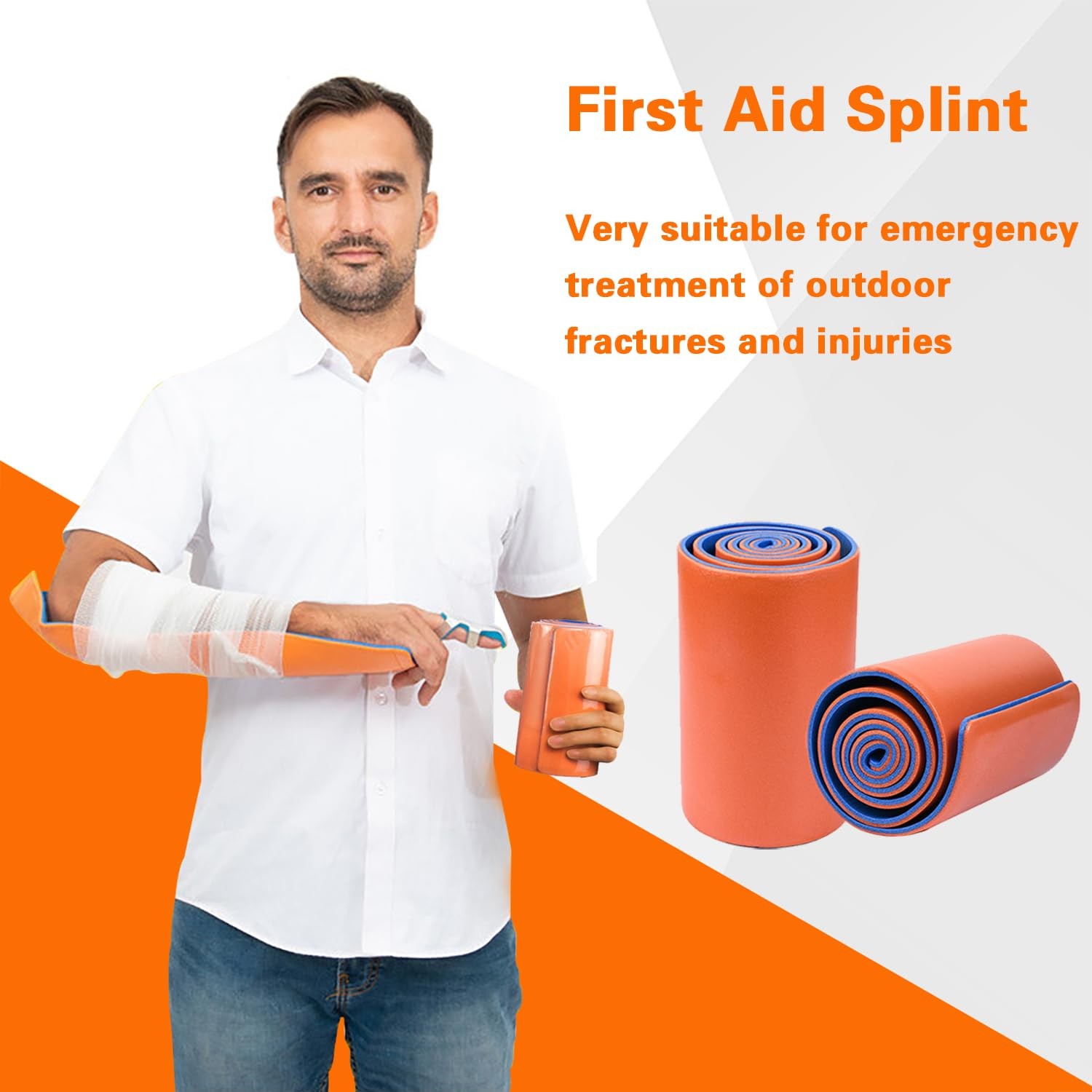 Bntyok First Aid Splint – 2 Pack 36" X 4.3" Malleable Aluminum Orange