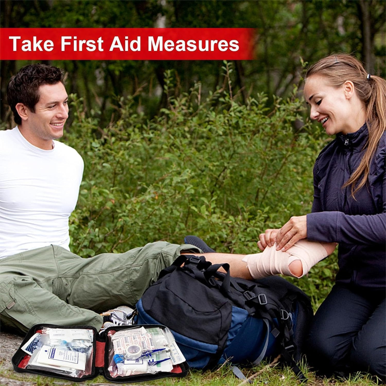 First Aid Kit 300 Pcs, Emergency Camping Hiking Home Office Car Kit, Bandages