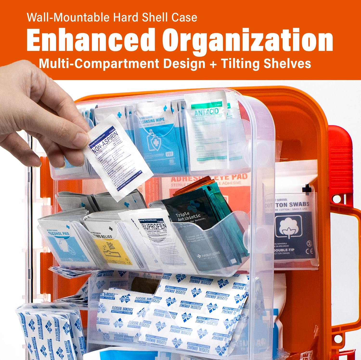 EVERLIT 400 Pcs OSHA Compliant First Aid Kit, Wall-Mountable Essential Emergency