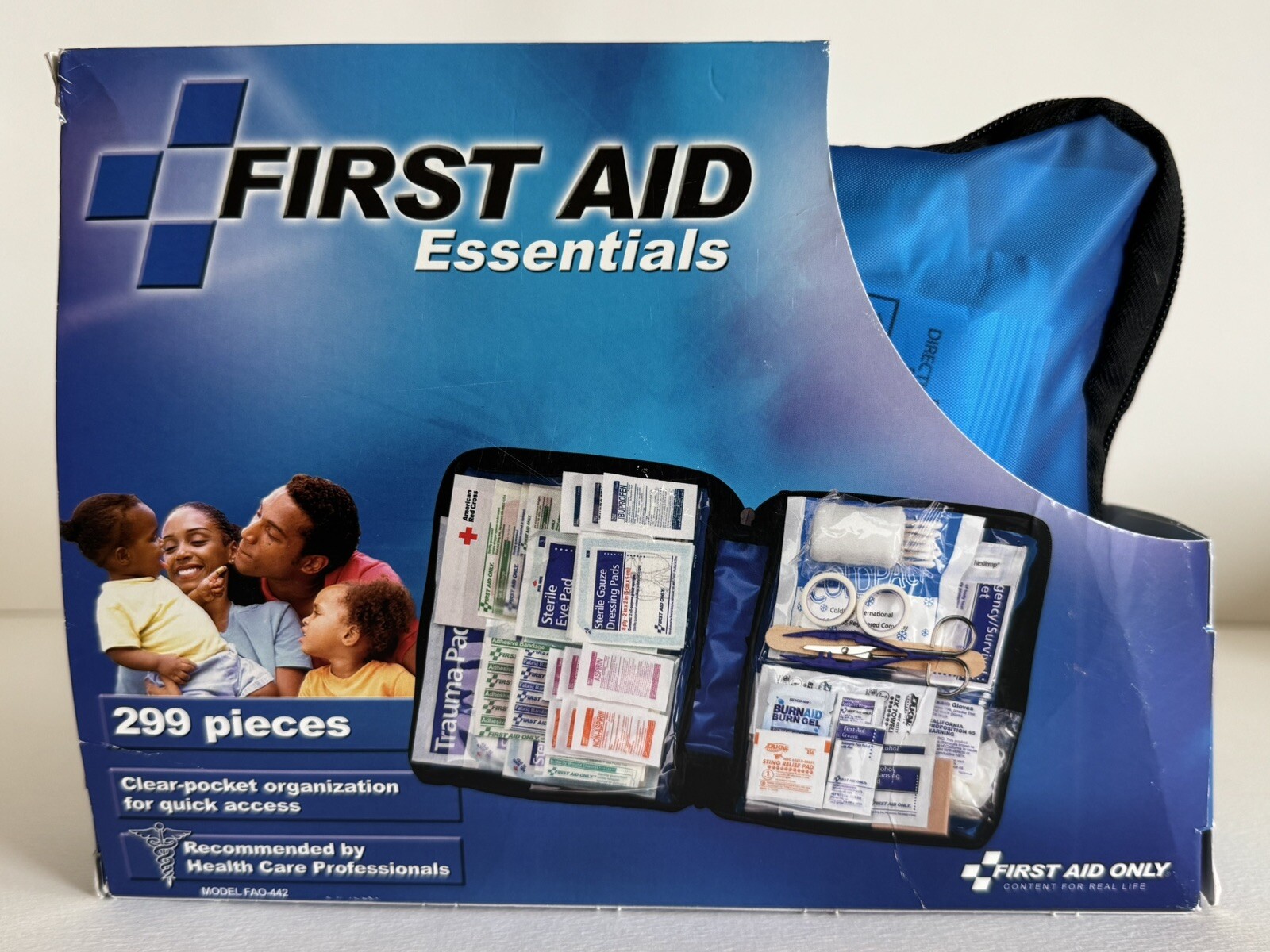 First Aid Essentials Kit – 299 Pieces – Includes Blue Pouch Case – FAO-422 – New