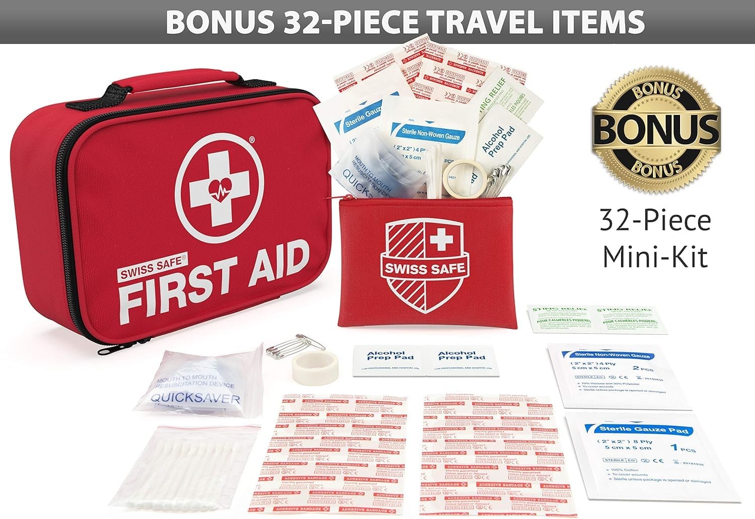 2-in-1 First Aid Kit for Car, Travel & Home, Businesses – Bonus Mini Kit for …