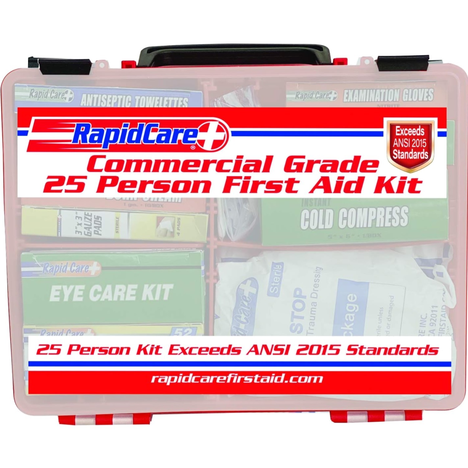 OSHA-Compliant 25-Person First Aid Kit – Detachable Wall Mount Case Included