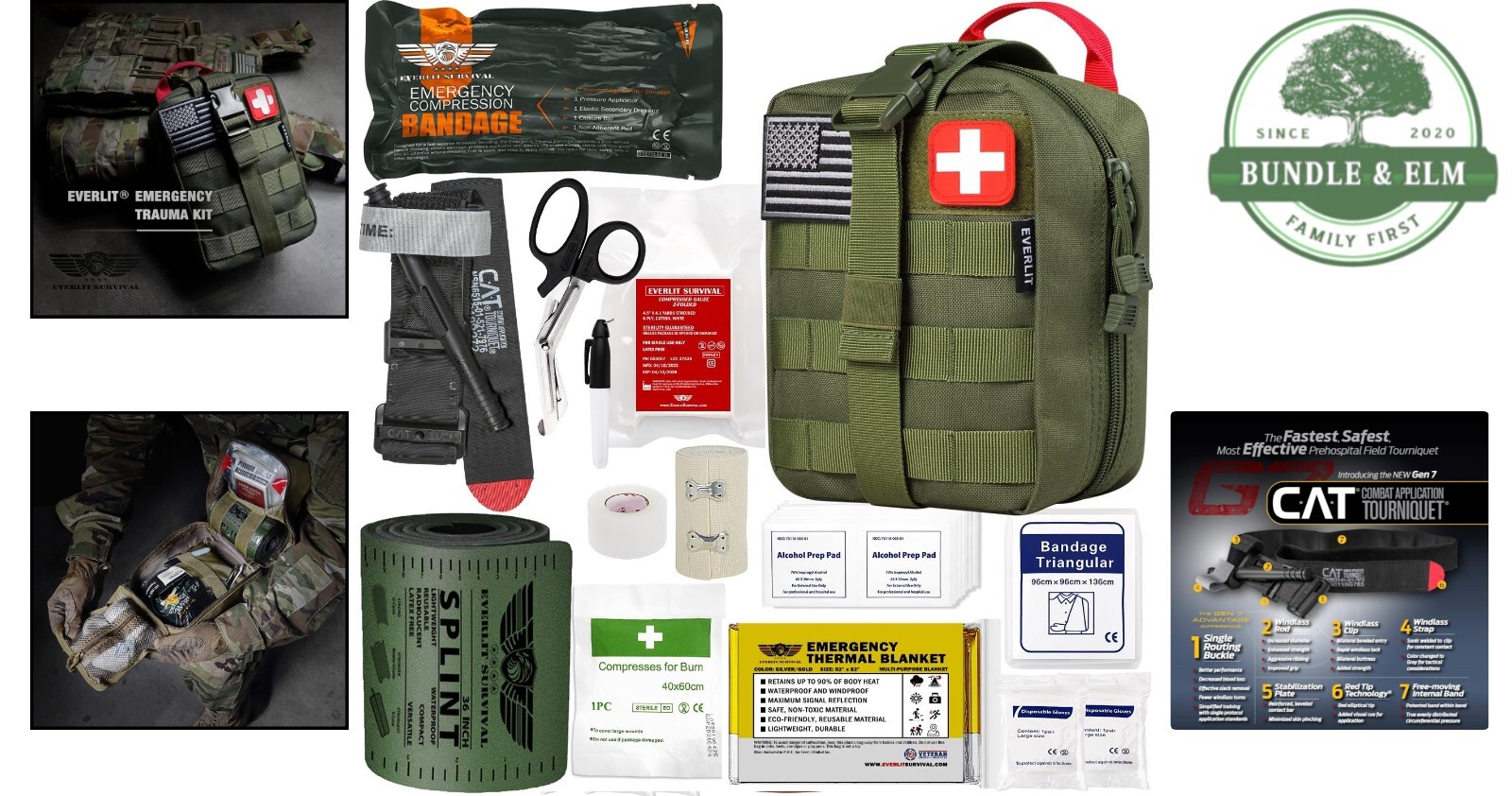 Emergency Trauma Kit Nylon 36" Tourniquet Splint First Aid for Bleeding