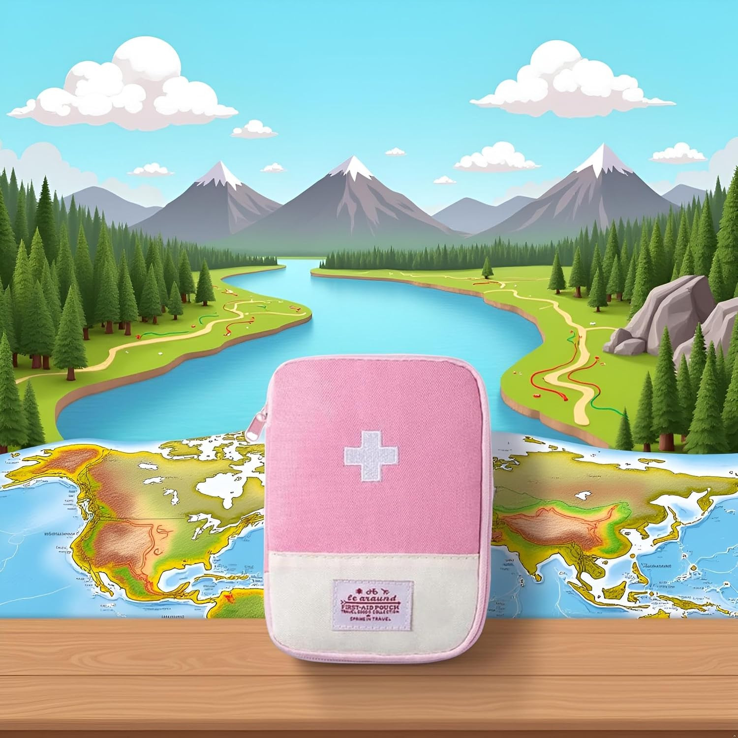 1Pc Pink Small First Aid Bag Medical Bag 15 * 10.5Cm First Aid Kits Portable Min