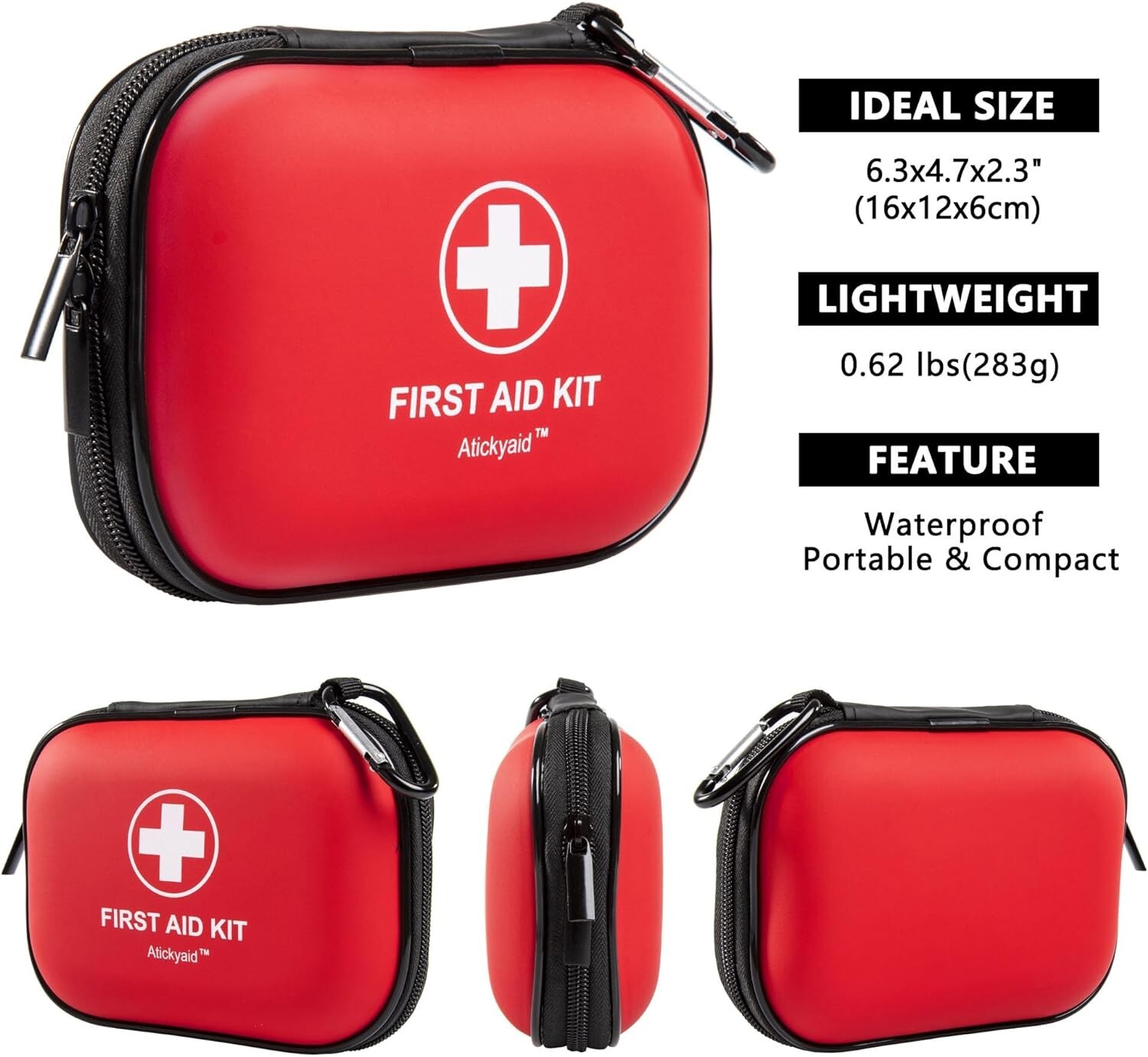Mini First Aid Kit 120 Pieces Small Waterproof Hard Shell Case – Travel, Outdoor