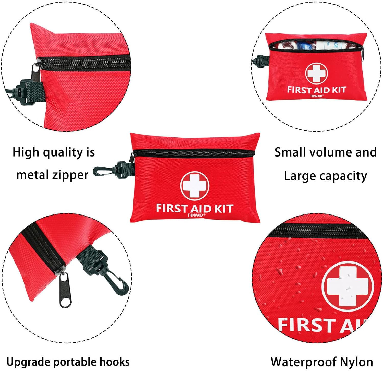Mini First Aid Kit – 147 Piece Small First Aid Kit,With Rotatable Buckle Ideal f