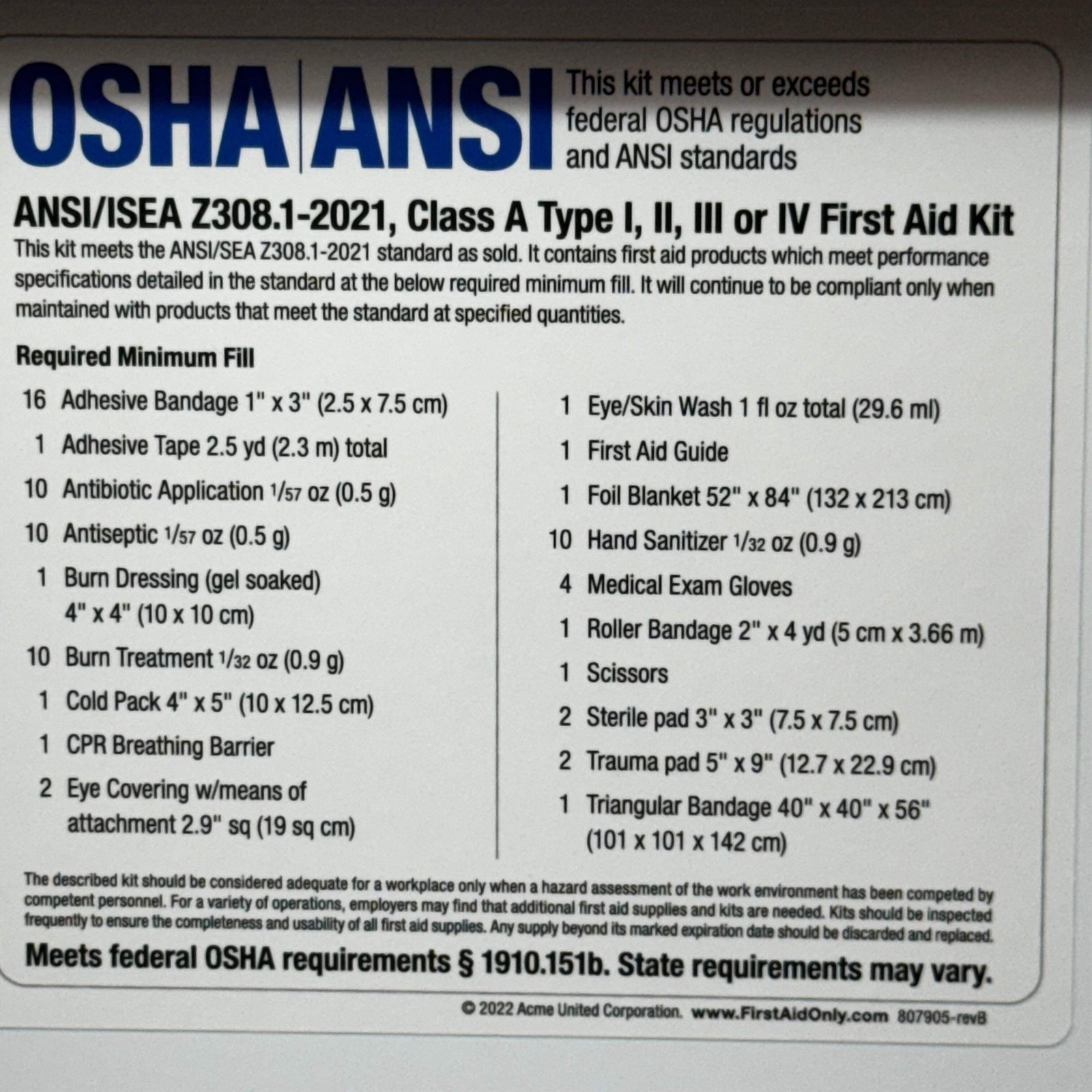 VESTIS FIRST AID 50 Person Large Metal Cabinet With Medication 7/25 59353-021 92